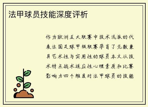 法甲球员技能深度评析